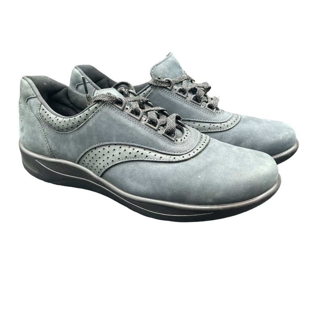 Sas Shoes Womens 10.5 S Walk Easy Oxford Comfort Sneakers Black Gray Leather